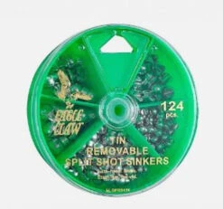 Eagle Claw Tin Removable Split Shot Sinkers 124pc Dial Pack