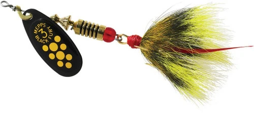 Mepps Black Fury In-Line 1/4oz Dressed Treble Spinner 3 Mepps Black Fury In-Line 1/4oz Dressed Treble Spinner